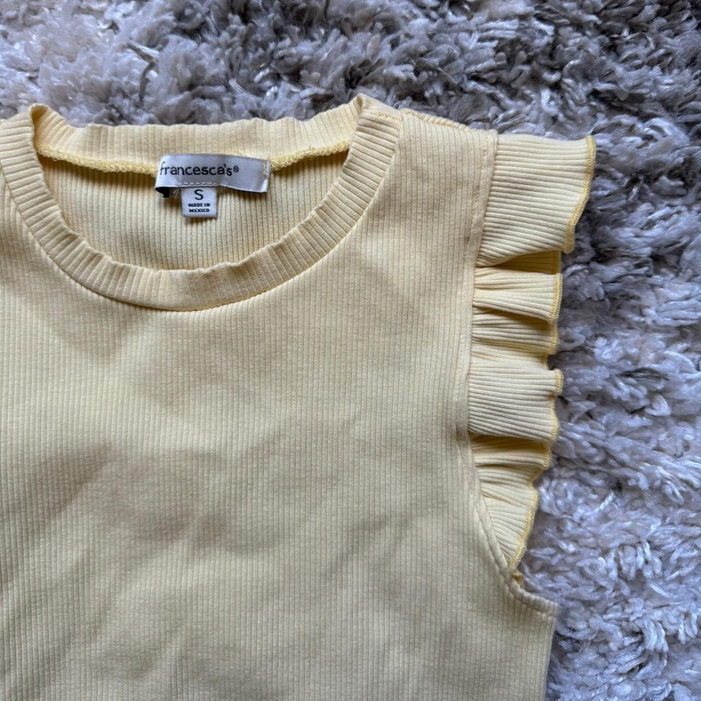 Yellow Sleeveless Ruffle Top - Picture 6 of 6